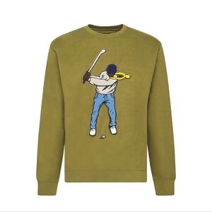 Eastside Golf Swingman Crew Logo Sweater - Olive Moss Green